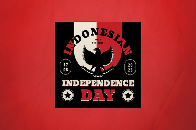 PSD schwarzes flaches design indonesischer unabhängigkeitstag instagram-post