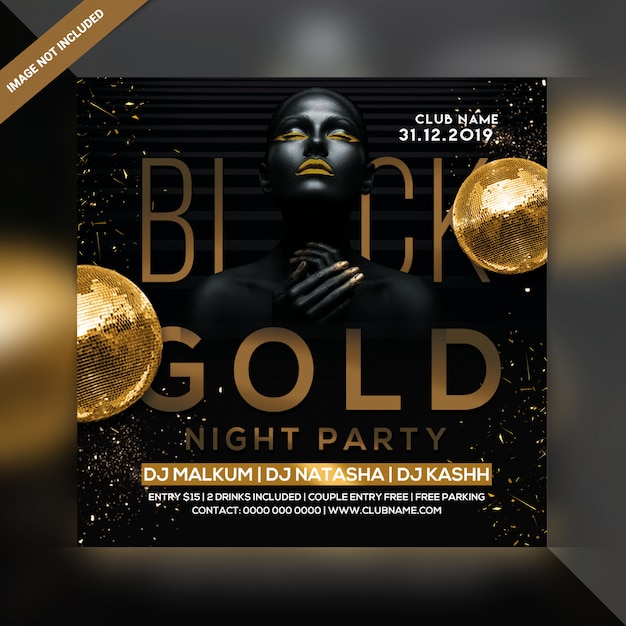 PSD schwarzes goldparty flyer