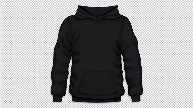 Schwarzes Hoodie-Mockup auf transparentem Hintergrund PSD