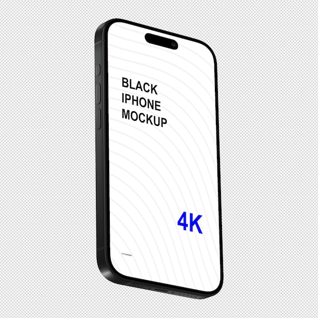 Schwarzes iPhone-Mockup ohne Hintergrund Isometrische Stilansicht