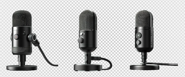 PSD schwarzes podcast-mikrofon isoliert auf transparentem hintergrund generative ai