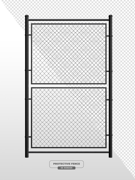 Schwarzes rechteckiges Kettengrenztor mit doppelten Netzplatten 3D-Render