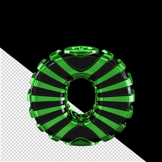 Schwarzes symbol mit grünem 3d-riemen buchstabe o