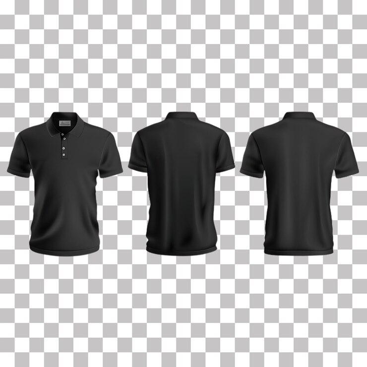 Schwarzes T-Shirt auf durchsichtigem Hintergrund