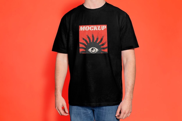Schwarzes T-Shirt-Mockup für Männer und Männerbekleidung