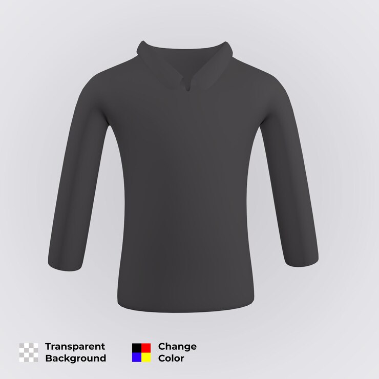 PSD schwarzes t-shirt-modell. leicht zu ändernde farbe und transparenter hintergrund