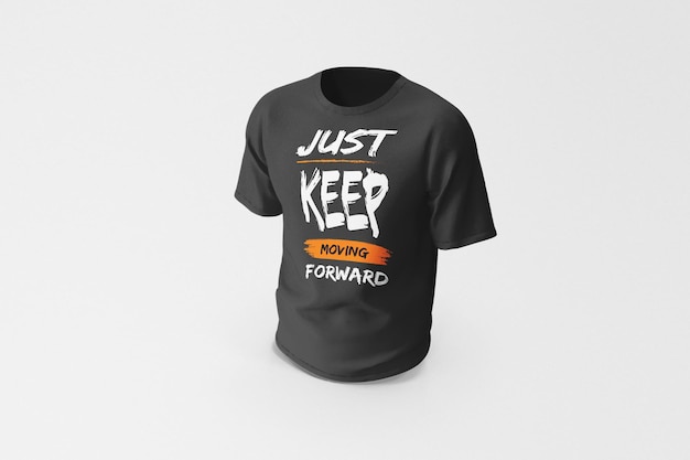 Schwarzes T-Shirt-Modell mit Perspektivansicht-PSD-Vorlage