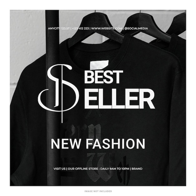 Schwarzes Thema Neue Mode STYLE SALE Instagram-Postvorlage PSD-Design