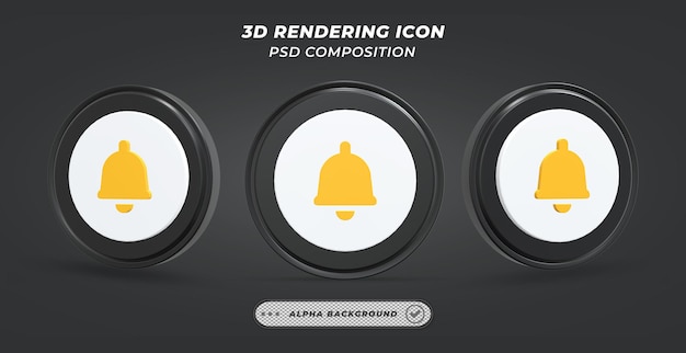 Schwarzes und weißes glockensymbol in 3d-rendering