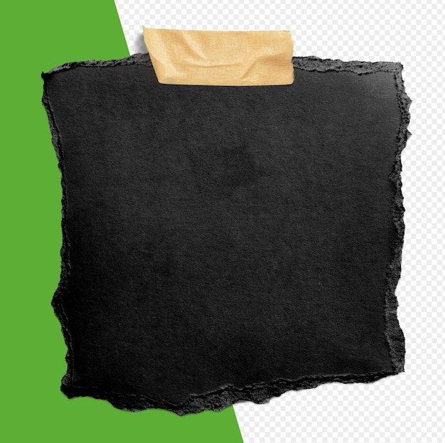 Schwarzes zerrissenes papier isoliert auf transparentem hintergrund