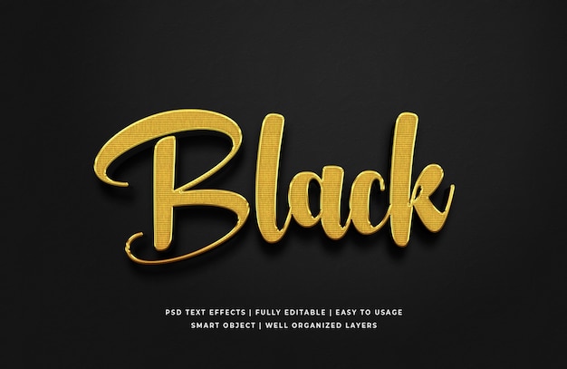 Schwarzgold 3d Textstil-Effekt