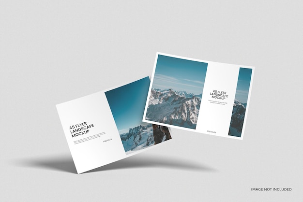 Schwebendes A5-Flyer-Mockup im Querformat