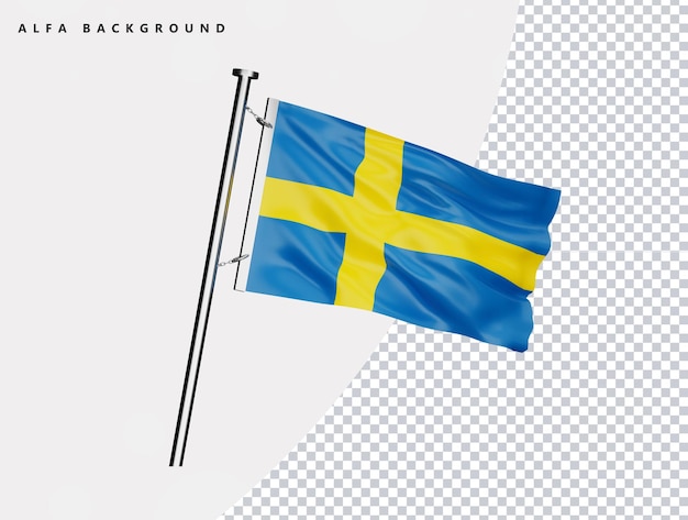 PSD schweden-flagge in hoher qualität in realistischem 3d-render