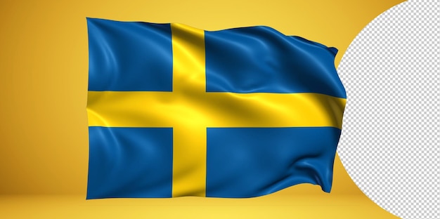 Schweden schwenkende Flagge Realistisch isoliert auf transparentem PNG
