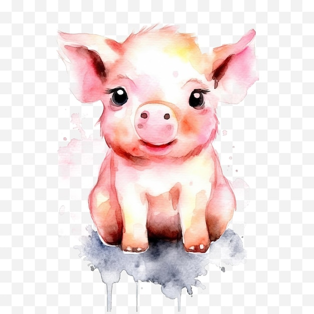 PSD schwein-aquarellmalerei auf transparentem hintergrund - aquarellschwein-png-download