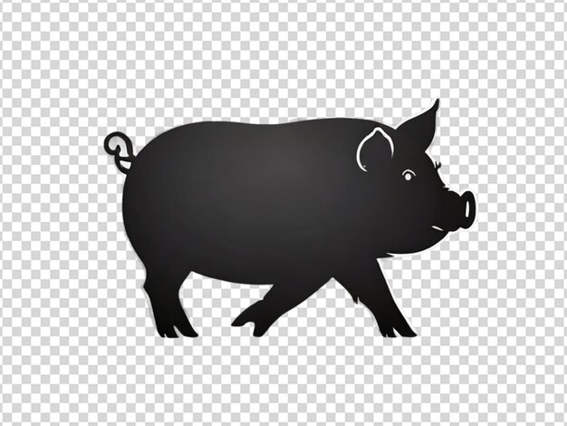PSD schweine-silhouette-linearschild auf durchsichtigem hintergrund