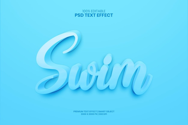 Schwimmen vollständig bearbeitbarer premium-psd-texteffekt-maker