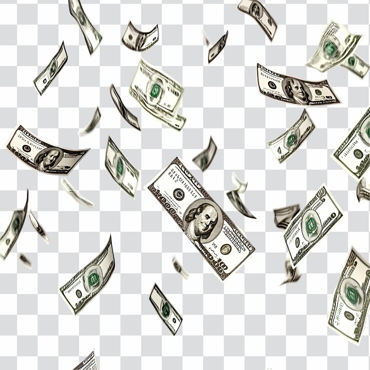 PSD schwimmende dollars isoliert
