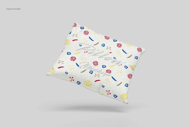 Schwimmendes quadratisches Kissen-Mockup mit farbenfrohem Blumenmuster-Design