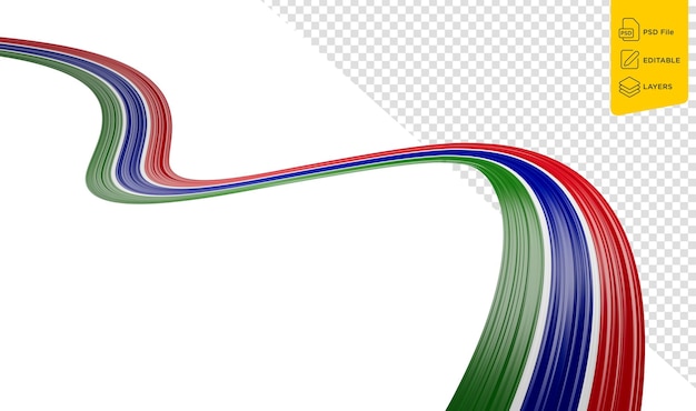 Schwingend mit Band oder Banner mit der Flagge Gambias Unabhängigkeitstag auf weißem Hintergrund 3D-Illustration