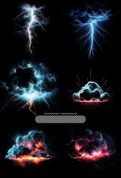 PSD sci fi cloud com efeito de brilho de tempestade em fundo transparente