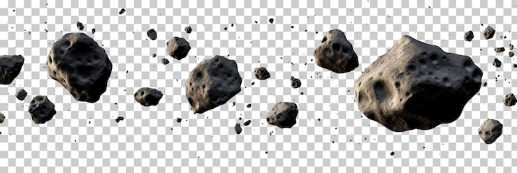 PSD sciame di asteroidi isolato su sfondo trasparente png psd