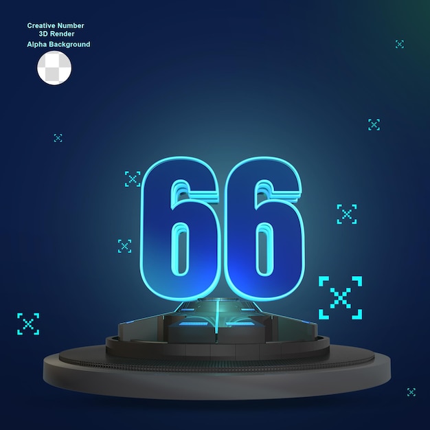 PSD science-fiction-blaue 3d-nummer 66