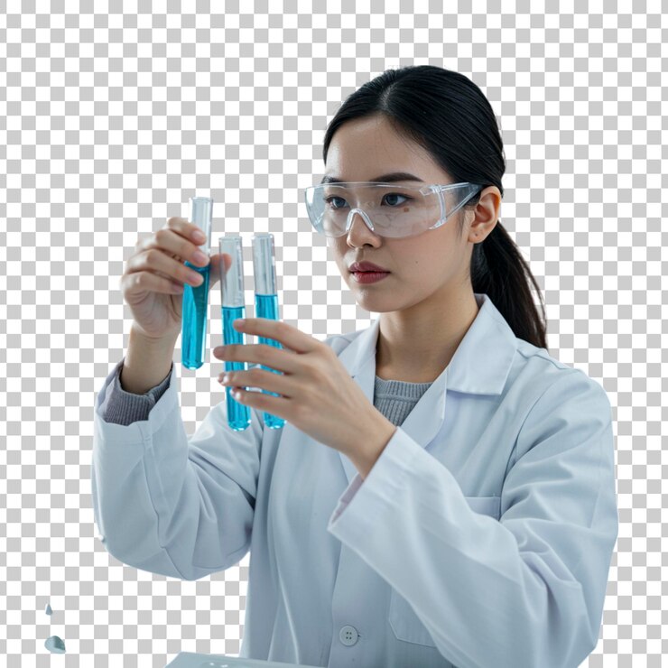 PSD scientist examining test tubes in a laboratory setting