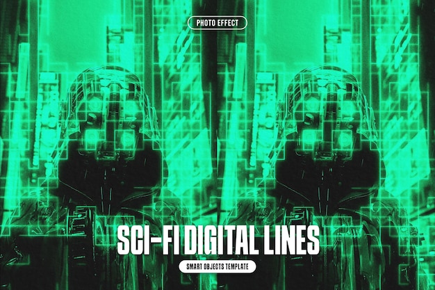 Scifi Digital Lines Fotoeffekt für Poster