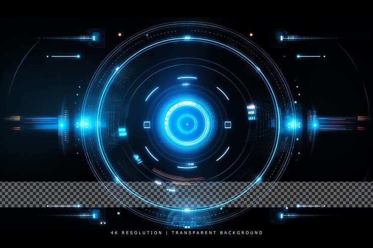 PSD scifi futurista brillantes rondas de hud en un fondo transparente