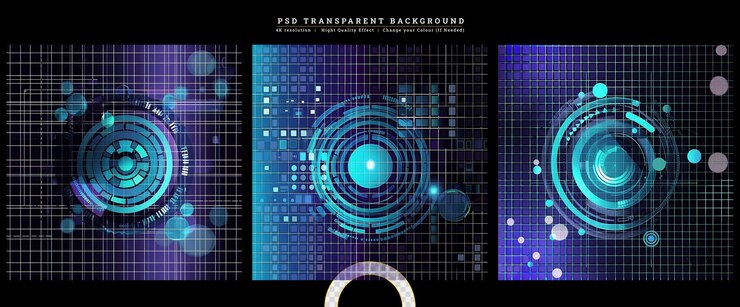 PSD scifi futuristico hud dashboard display realtà virtuale su sfondo trasparente