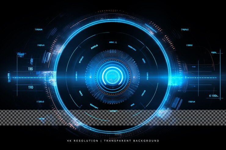 PSD scifi futuristico hud luminoso su sfondo trasparente