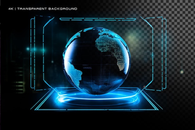 scifi hud hologram elements on transparent background