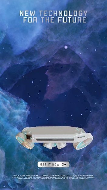 Scifi space podium mit nebel-himmel-hintergrund für zukünftige produkt-display