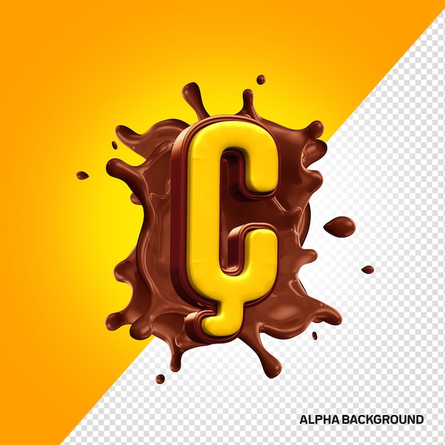 Scintilla della lettera C del cioccolato di alfabeto 3D
