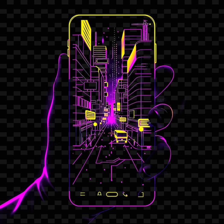PSD scintillating neon campaign presencia en las redes sociales con un fondo de paisaje de arte de línea de neón