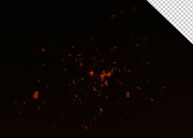 Scintille di fuoco luminose su uno sfondo nero
