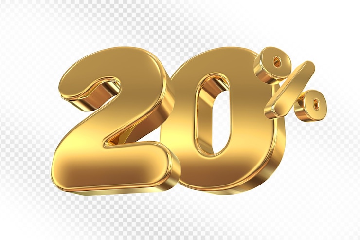 PSD sconto del 20 per cento sull'oro 3d