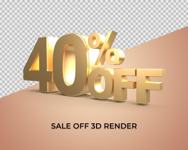 Sconto del 40 percento di vendita in stile oro 3d