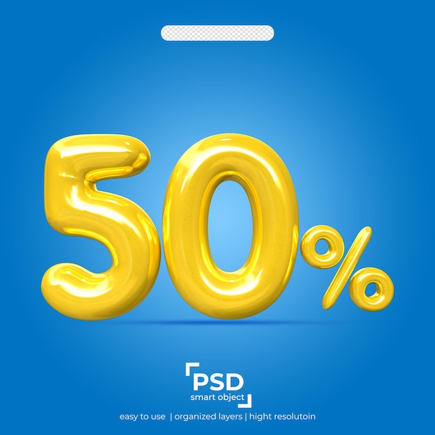 Sconto del 50 percento in stile 3D dorato