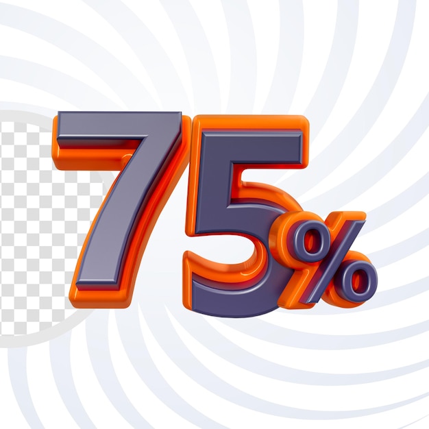 Sconto del 75 percento per il concetto di rendering 3d di numero realistico di banner di vendita in negozio online