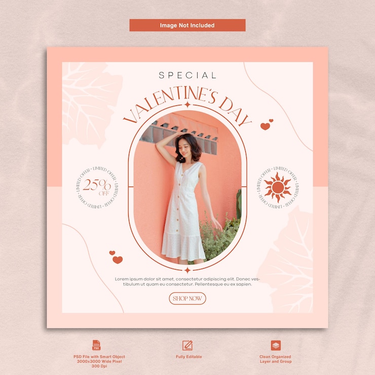 PSD sconto di vendita di moda per san valentino offerta modello di post sui social media a tema elegante