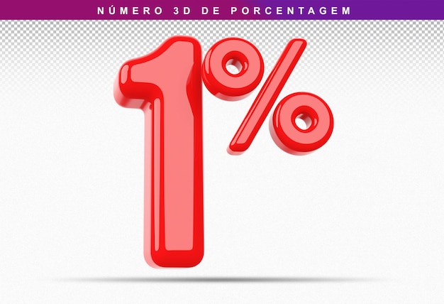 Sconto Numero 1 Percentuale 3D rosso Moderno