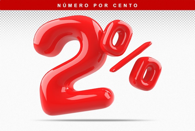 Sconto Numero 2 Percentuale 3D rosso Moderno