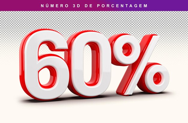 Sconto Numero 60 Percentuale 3D Moderno