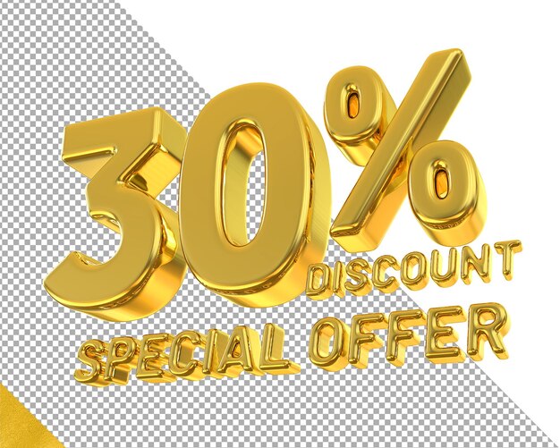 Sconto oro 30 di sconto sul rendering 3d