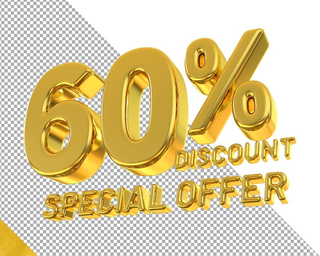 Sconto oro 60 di sconto sul rendering 3d