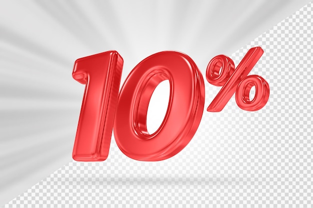 Sconto rosso 10 di sconto sul rendering 3d