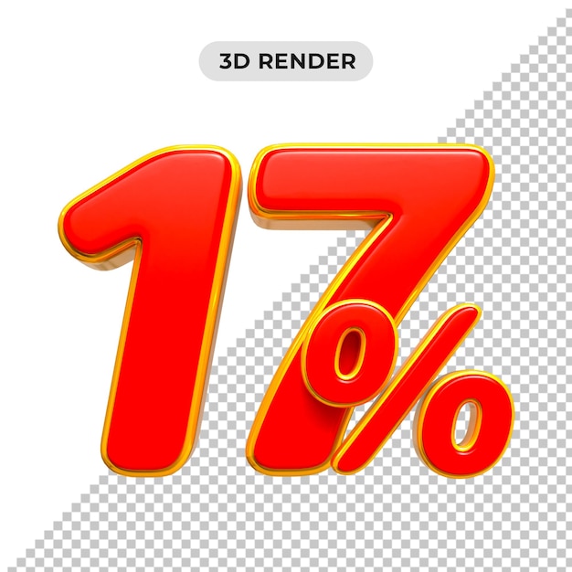 Sconto sulle vendite 3D Numero 17 prezzo percentuale per il concetto di promozione delle vendite da 3D render