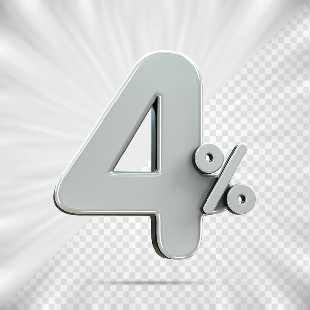 Sconto sulle vendite 3D Numero 4 prezzo percentuale per il concetto di promozione delle vendite a sconto da 3D render